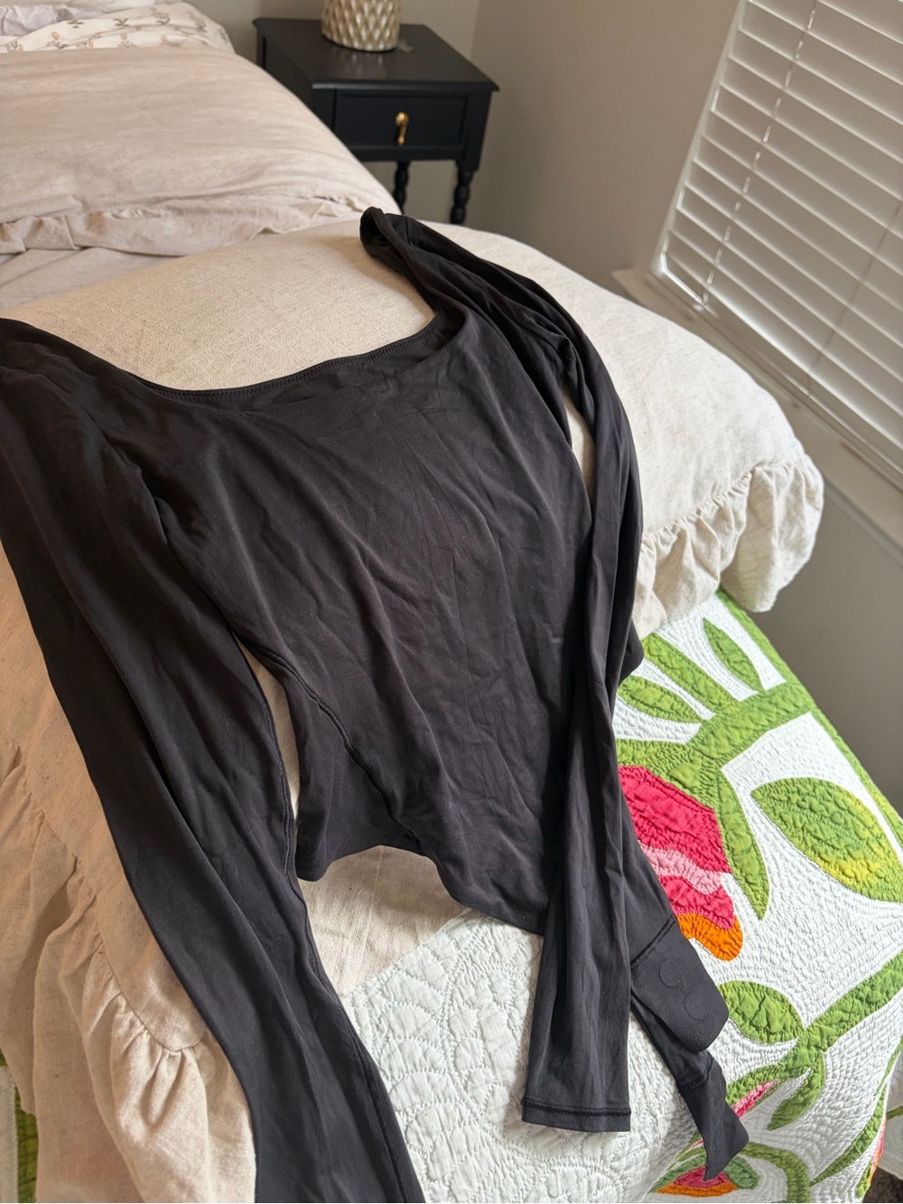 lululemon athletica Black Long-Sleeve Scoop Neck bodysuit